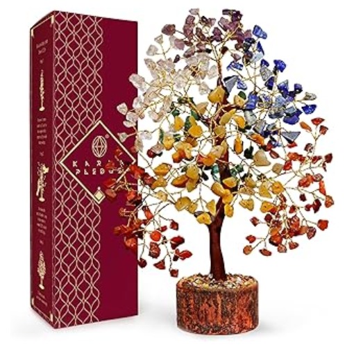 7 Chakra Crystal Gemstone Money Tree | Natural Healing Stone Bonsai | Feng Shui Prosperity Home Decor